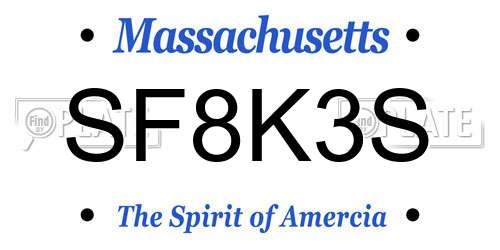 SF8K3S Massachusetts License Plate
