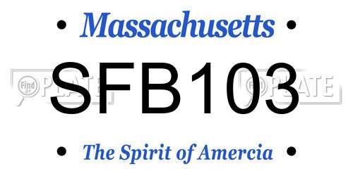 SFB103 Massachusetts License Plate
