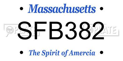 SFB382 Massachusetts License Plate