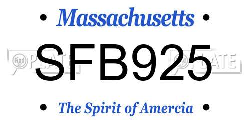 SFB925 Massachusetts License Plate
