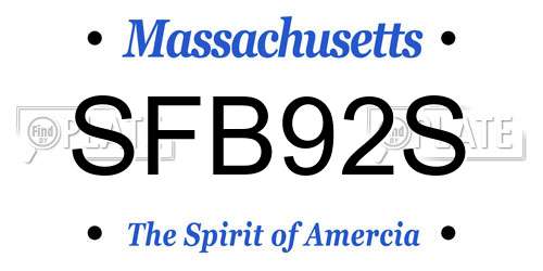 SFB92S Massachusetts License Plate