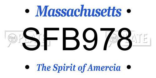 SFB978 Massachusetts License Plate