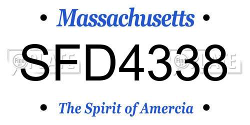 SFD4338 Massachusetts License Plate
