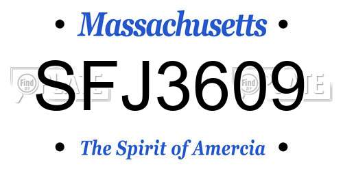 SFJ3609 Massachusetts License Plate