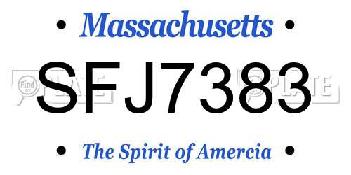 SFJ7383 Massachusetts License Plate