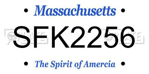SFK2256 Massachusetts License Plate