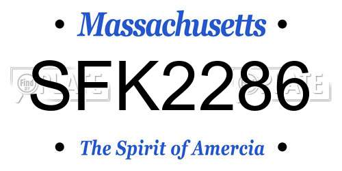 SFK2286 Massachusetts License Plate