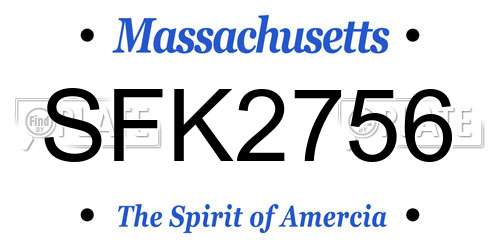 SFK2756 Massachusetts License Plate