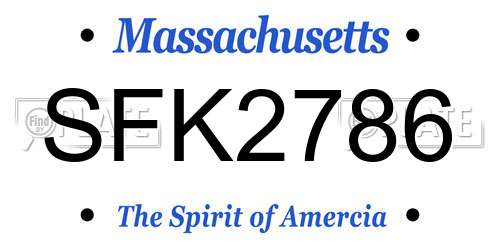SFK2786 Massachusetts License Plate