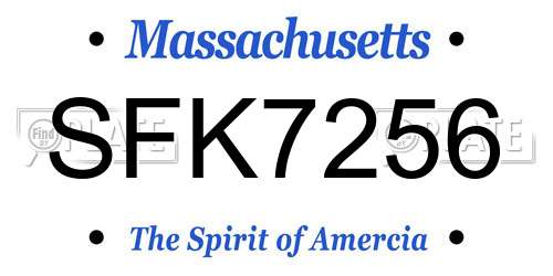 SFK7256 Massachusetts License Plate