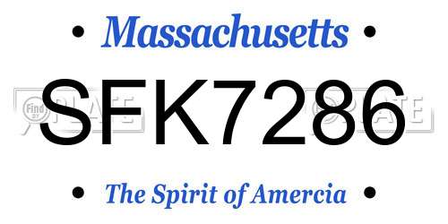 SFK7286 Massachusetts License Plate