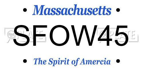 SFOW45 Massachusetts License Plate