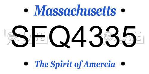 SFQ4335 Massachusetts License Plate