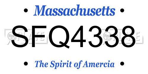 SFQ4338 Massachusetts License Plate