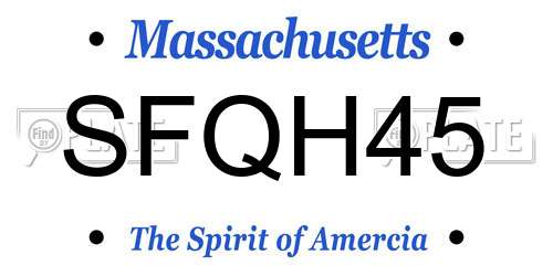 SFQH45 Massachusetts License Plate