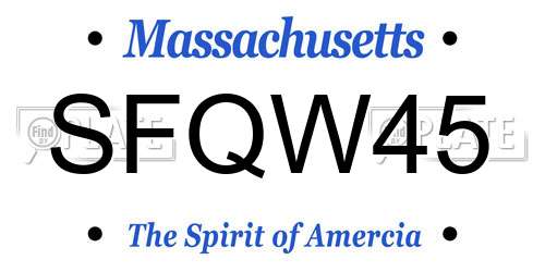 SFQW45 Massachusetts License Plate