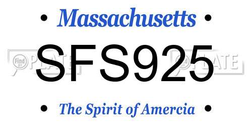 SFS925 Massachusetts License Plate