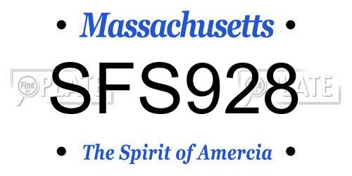 SFS928 Massachusetts License Plate