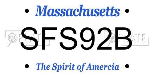 SFS92B Massachusetts License Plate