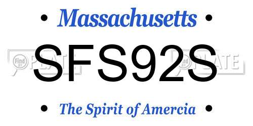 SFS92S Massachusetts License Plate