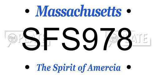 SFS978 Massachusetts License Plate
