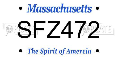 SFZ472 Massachusetts License Plate
