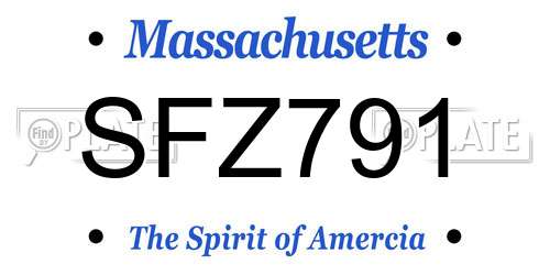 SFZ791 Massachusetts License Plate