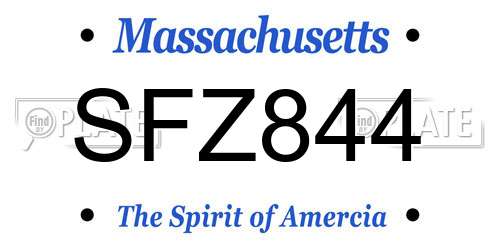 SFZ844 Massachusetts License Plate