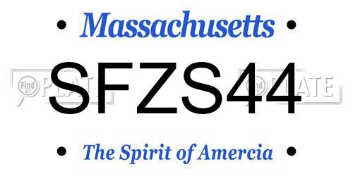 SFZS44 Massachusetts License Plate