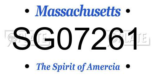 SG07261 Massachusetts License Plate