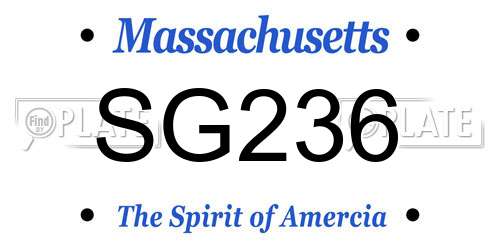 SG236 Massachusetts License Plate