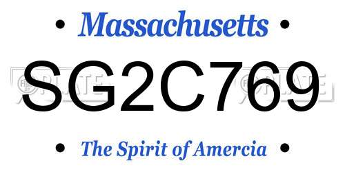 SG2C769 Massachusetts License Plate