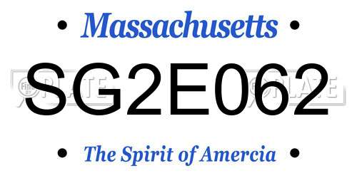 SG2E062 Massachusetts License Plate