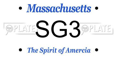 SG3 Massachusetts License Plate