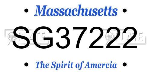 SG37222 Massachusetts License Plate