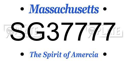 SG37777 Massachusetts License Plate