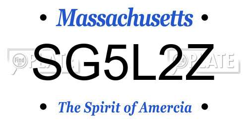 SG5L2Z Massachusetts License Plate