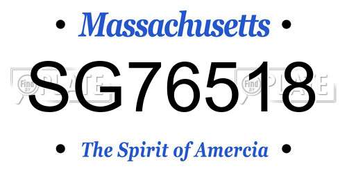SG76518 Massachusetts License Plate