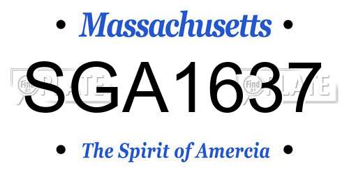 SGA1637 Massachusetts License Plate