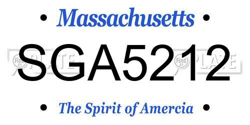 SGA5212 Massachusetts License Plate