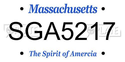 SGA5217 Massachusetts License Plate