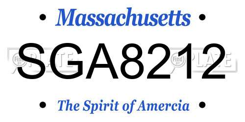 SGA8212 Massachusetts License Plate