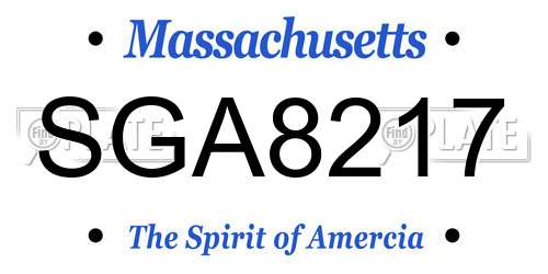 SGA8217 Massachusetts License Plate