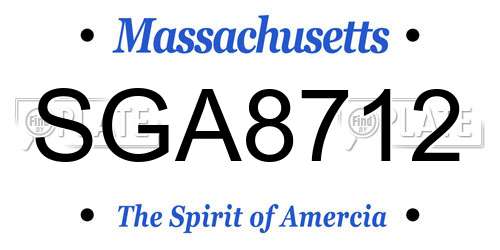 SGA8712 Massachusetts License Plate