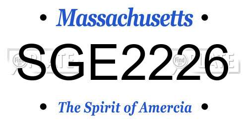 SGE2226 Massachusetts License Plate