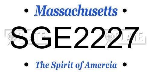 SGE2227 Massachusetts License Plate