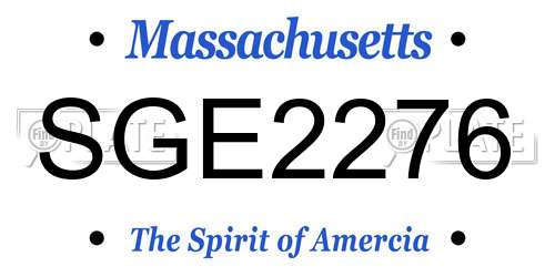 SGE2276 Massachusetts License Plate