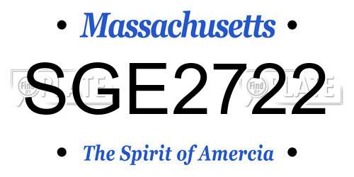 SGE2722 Massachusetts License Plate