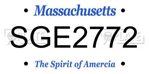 SGE2772 Massachusetts License Plate