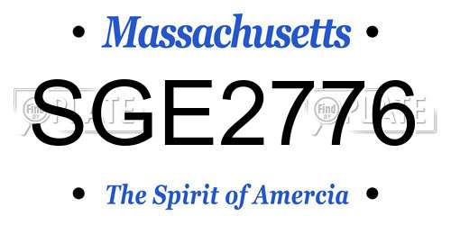 SGE2776 Massachusetts License Plate